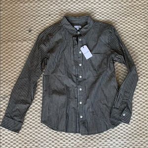 Steve Alan Petite Seam Shirt. Grey and White